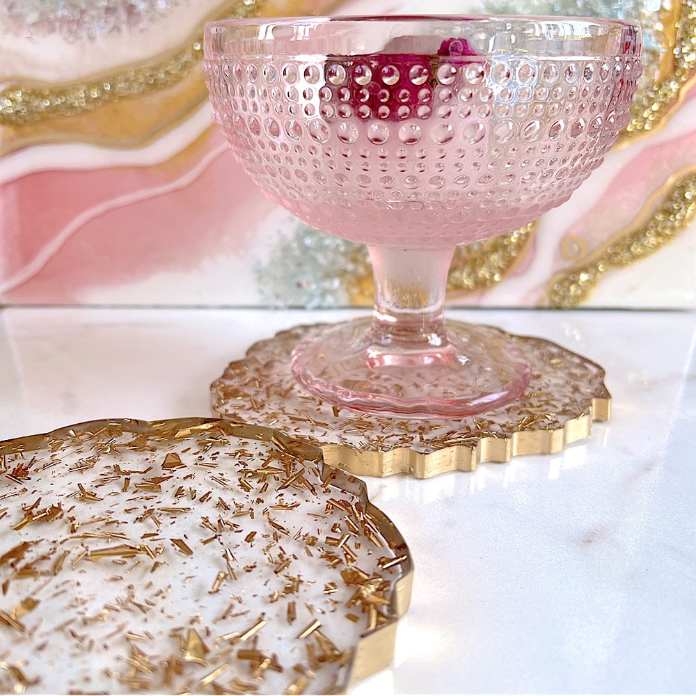 Golden Girl Geode Resin Coasters
